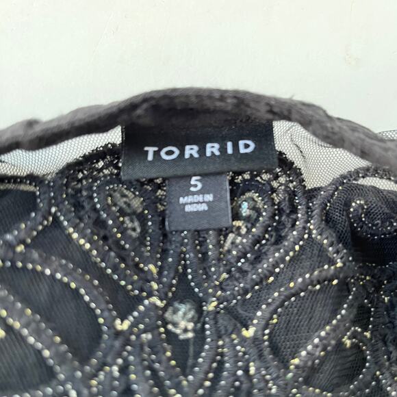 TORRID Fabric Button Up Top Womens 5X Sequin Whimsigoth Lace Roll Tab Fairy Goth - Picture 10 of 13